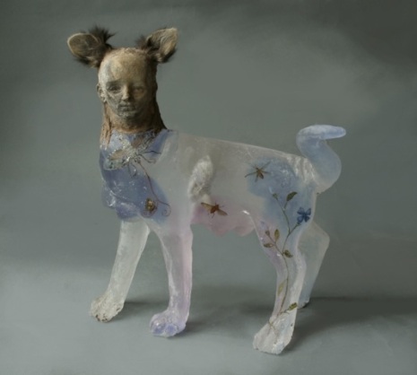 Christina Bothwell's translucent glass sculpture of cat girl with furry ears