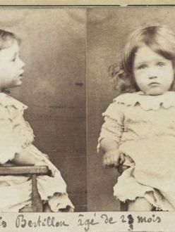 1893 mug shot of two year old Francois Bertillon